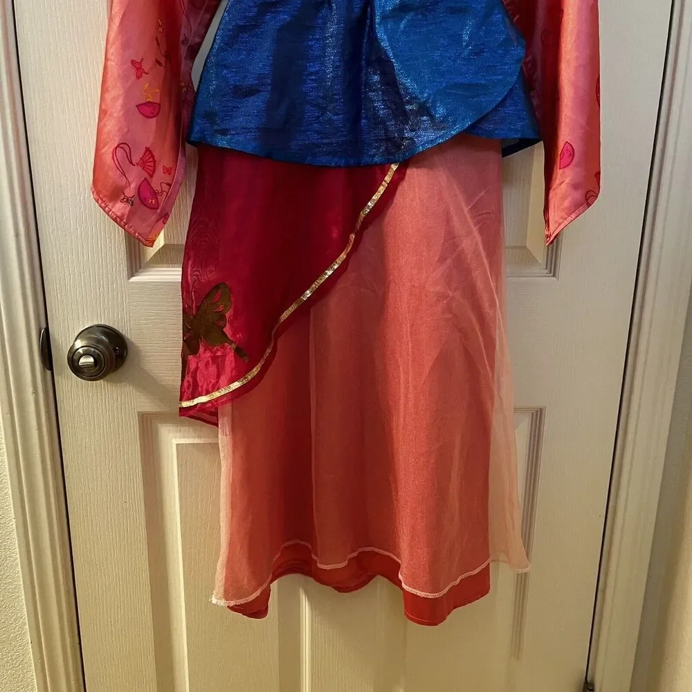 Disney Store Mulan Costume Dress Pink Red Blue Halloween Girls Size 7-8